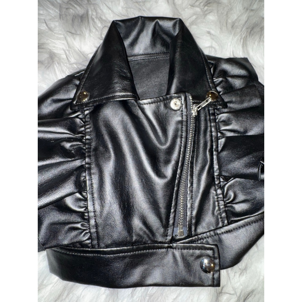 Baby Unbranded Black Faux Leather Jacket 12-18 Months - Picture 3 of 5